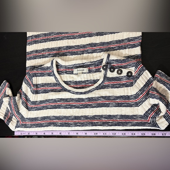 Madewell Womens Short Sleeve Mini Dress Lawton Stripe Knit Buttons Size M - Picture 5 of 6